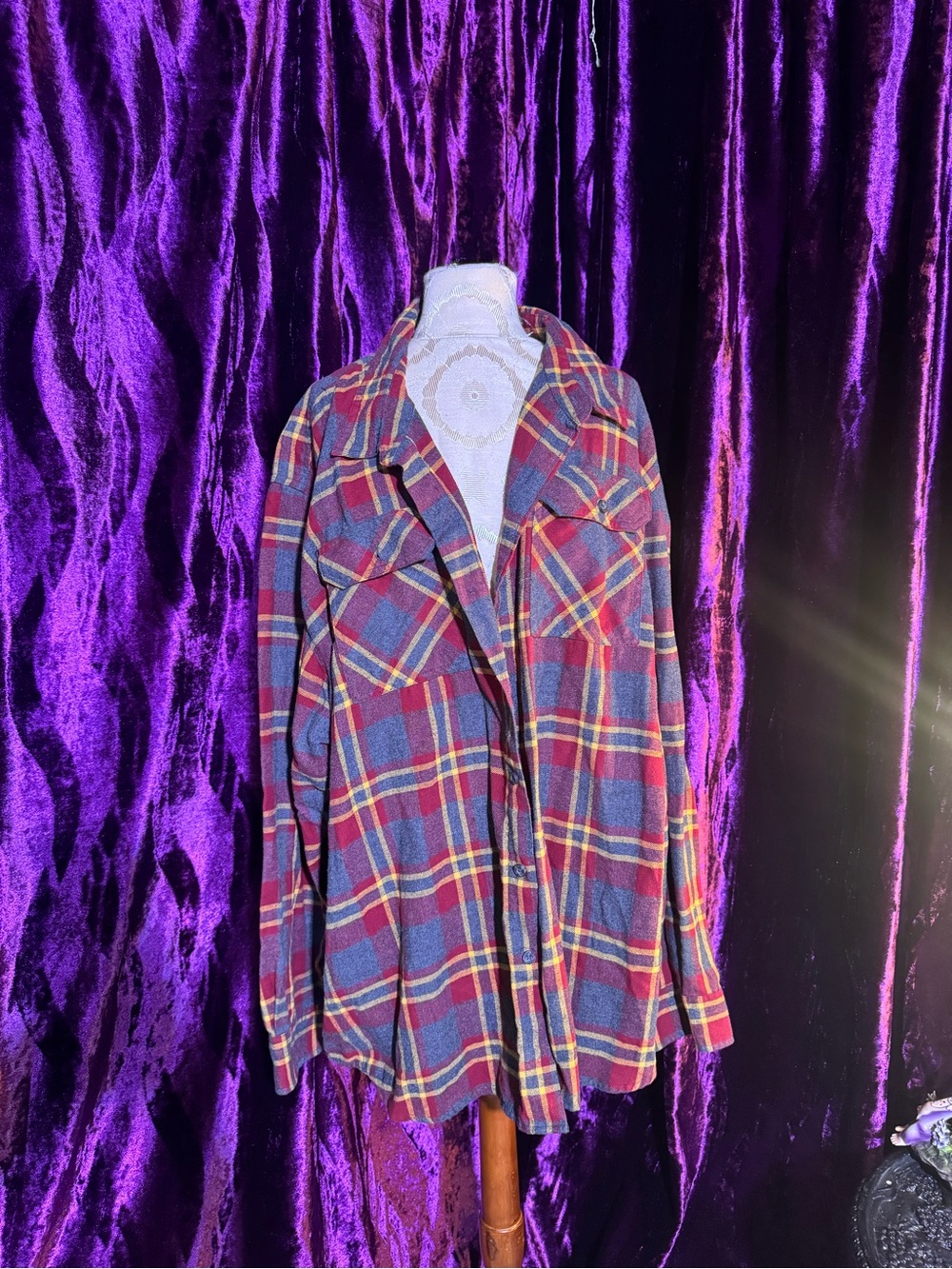Wrangler Plaid Button-Front Shirt Jacket - Red & Blue